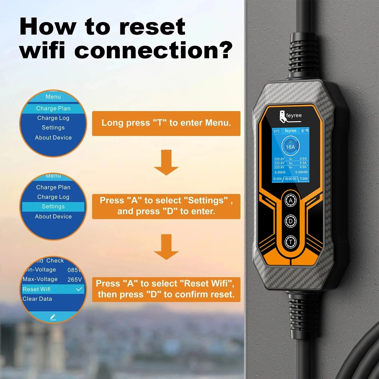 Portable 11kW ev Charger Smart APP Control Fast Travel Charging