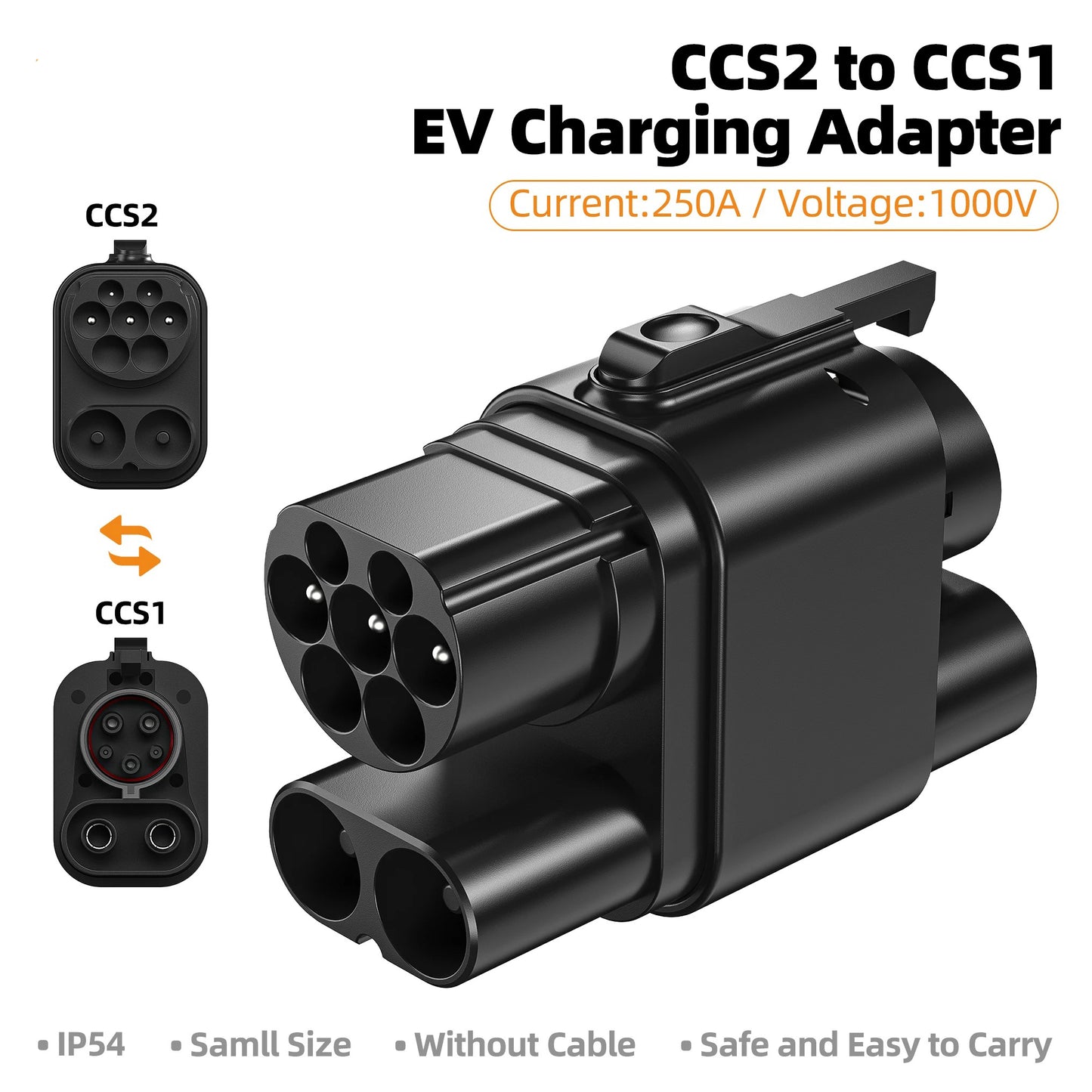 CCS2 to CCS1 EV Charging Adapter 250kW Fast Charge for US EVs in Europe