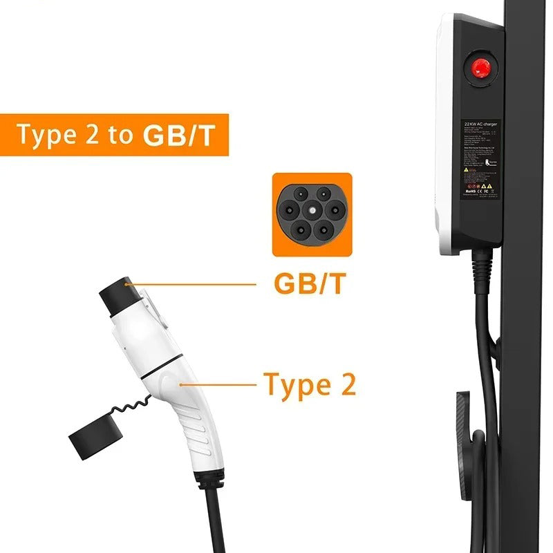 IEC 62196-2 to GBT EV Charging Adapter 32A 230-480V AC IP54 Weatherproof & UL94 V-0 Rated | Compact Cable-Free Design