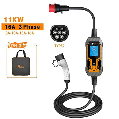 Portable 11kW EV Charger 3 Phase 16A Fast Charging