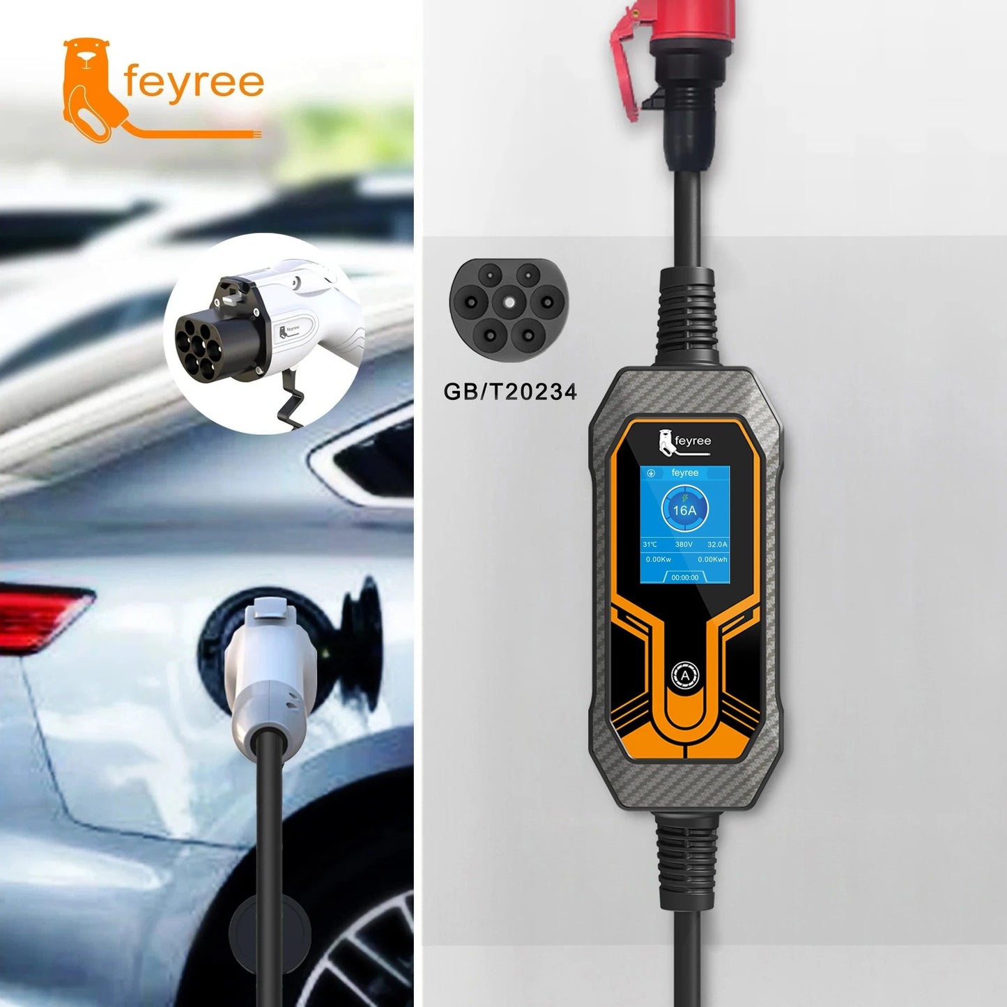 Portable 11kW EV Charger 3 Phase 16A Fast Charging