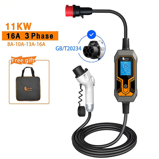 Portable 11kW EV Charger 3 Phase 16A Fast Charging