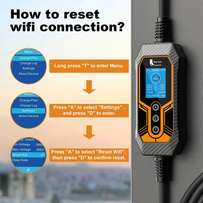 Portable 11kW ev Charger Smart APP Control Fast Travel Charging