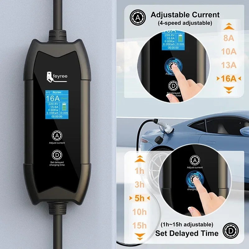 Portable EV Charger Level 2 3.5KW 16A Charging Plug EV Charging Stations
