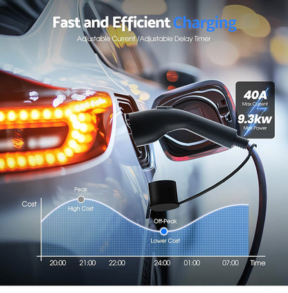 40A Universal EV Charger 9.6kW with Adjustable Current & IP65 Protection for All Electric Vehicles