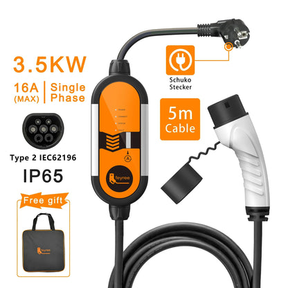 Portable 3.5kW EV Charger 16A AC Charging Travel EV Charger