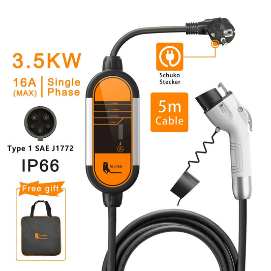 Portable 3.5kW EV Charger 16A AC Charging Travel EV Charger