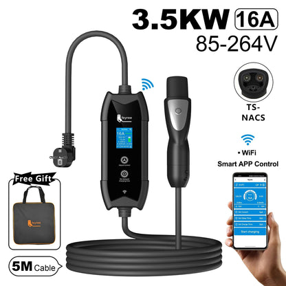 Portable 3.5kW EV Charger with WIFI APP Bluetooth Smart Charging