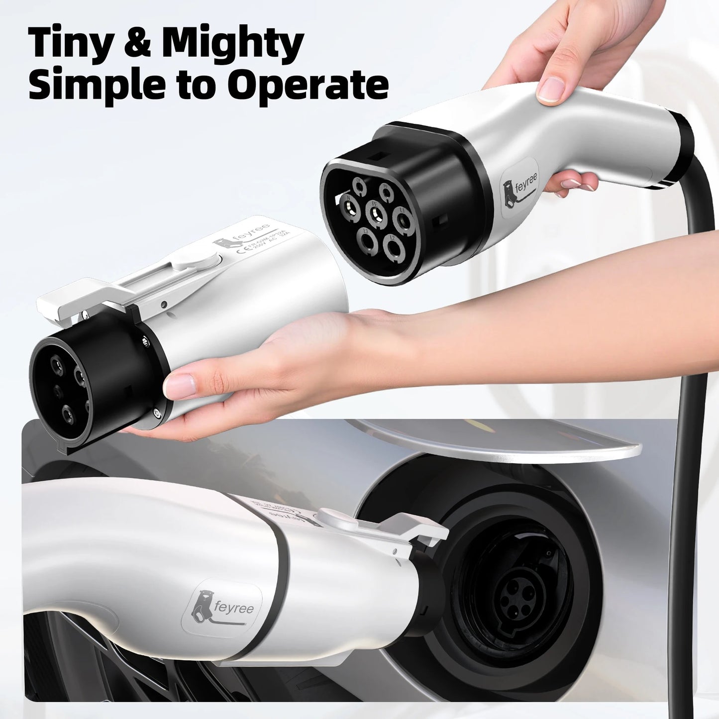 Type 2 to Type 1 EV Charging Adapter (IEC 62196-2 to SAE J1772) 32A Single-Phase AC  Dual-Lock Safety & IP54 Rated