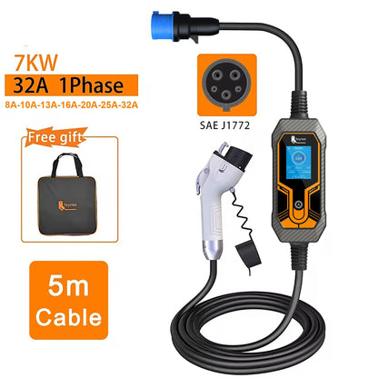 Portable 7kW EV Charger 32A Fast Charging