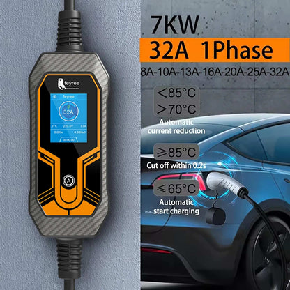 Portable 7kW EV Charger 32A Fast Charging