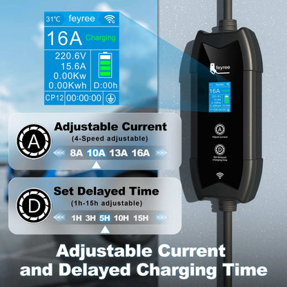 Portable 3.5kW EV Charger with WIFI APP Bluetooth Smart Charging
