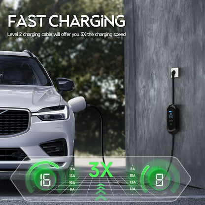 AFEEV Type 2 Portable EV Charger 7KW 32A 1Phase Wallbox Type1/GBT EVSE Fast Charging Cable CEE Plug APP Bluetooth Control
