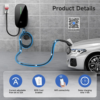 AFEEV 7.6/11/22KW EV Charging Station Type2 IEC 62196-2 Electric Car Charger 32A EVSE Wallbox Wallmount Charger APP Control