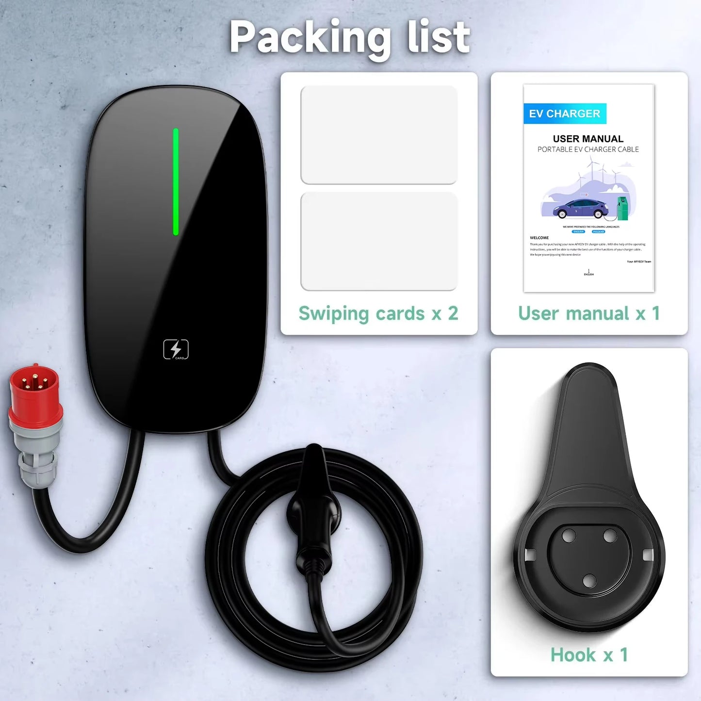 AFEEV 7.6/11/22KW EV Charging Station Type2 IEC 62196-2 Electric Car Charger 32A EVSE Wallbox Wallmount Charger APP Control