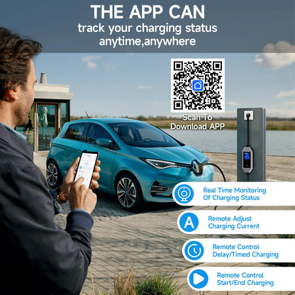 AFEEV Type2 Portable EV Charger 3.5KW 16A Electric Car Charger EVSE Fast Charging Cable Wallbox APP Bluetooth Control