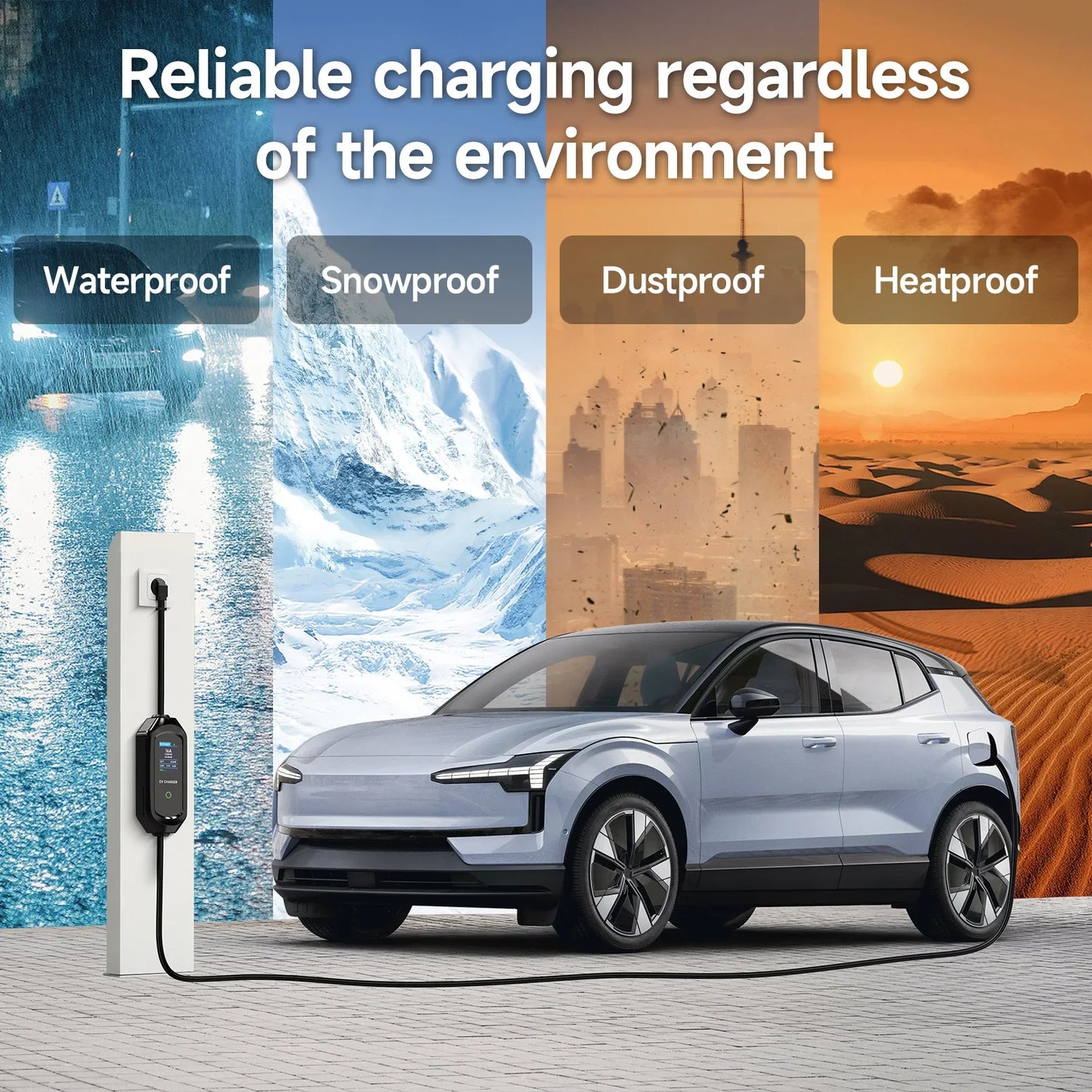 AFEEV 7KW Portable EV Charger Type2/Type1/GBT Electric Car Charger 32A 1Phase Fast Charging Cable APP Bluetooth Control