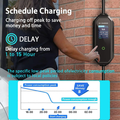 AFEEV 11KW 16A 3Phase Portable EV Charger GBT 20234 Wallbox EVSE Fast Charging Cable CEE Plug WiFi APP Bluetooth Remote Control
