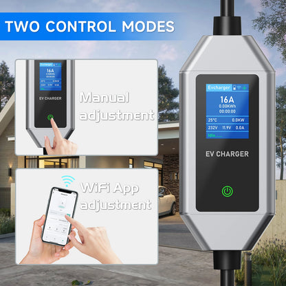 AFEEV Type2 Portable EV Charger 3.5KW 16A Electric Car Charger EVSE Fast Charging Cable Wallbox APP Bluetooth Control