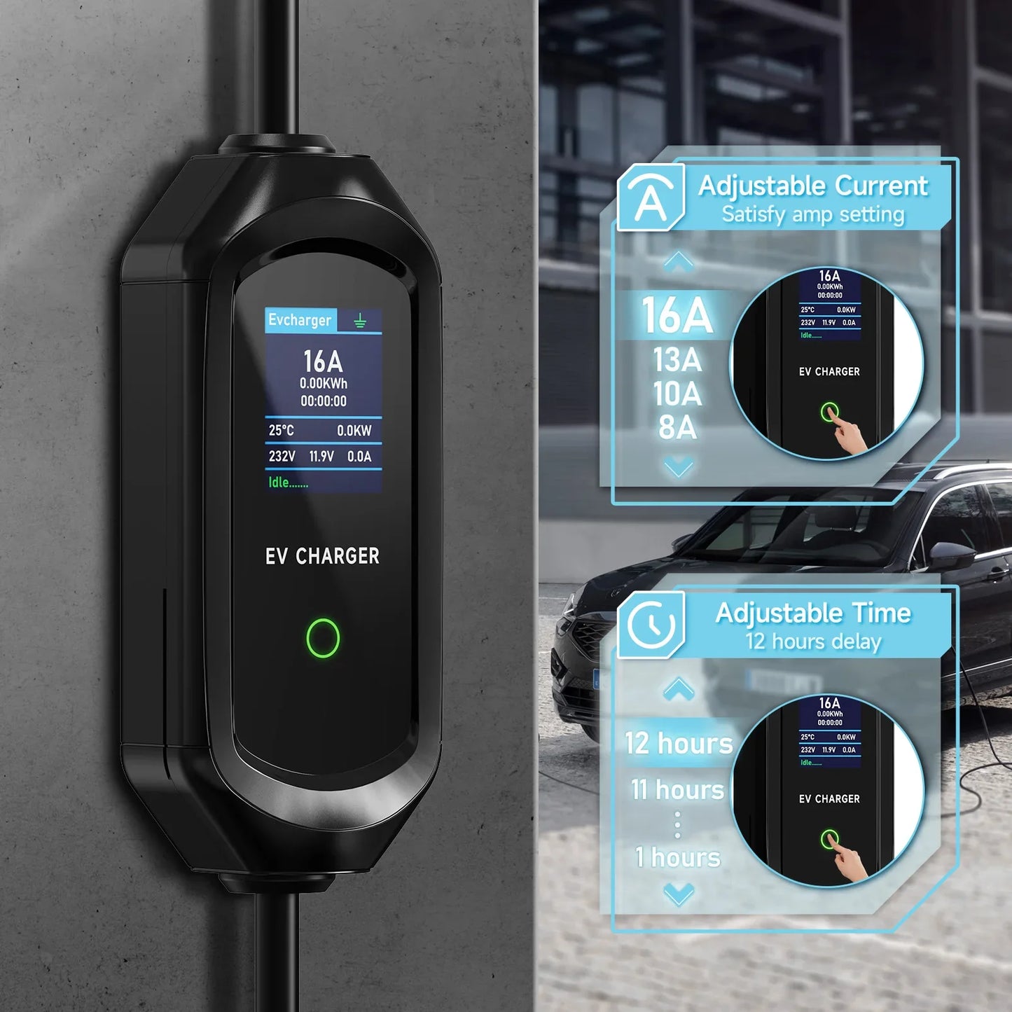 AFEEV 3.5KW 16A Portable EV Charger GBT 20234 Electric Car Battery Charger EVSE Fast Charging Station Wallbox for Chinese Car