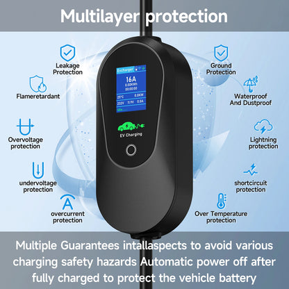 AFEEV 3.6KW Type1 SAE J1772 Portable EV Charger 16A Type2 Electric Car Charger GB/T EVSE Fast Charging Cable WiFi APP Control