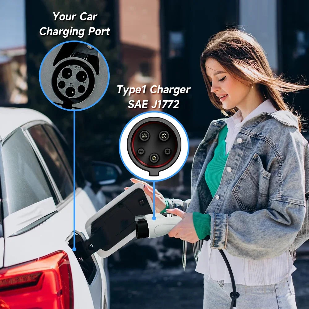 AFEEV 3.5KW 16A 1Phase Portable EV Charger Type1 SAE J1772 Electric Car Charger EVSE Fast Charging Wallbox EV Charging Station