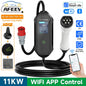 AFEEV Type 2 Portable EV Charger 11KW 16A 3Phase Wallbox IEC62196-2 EVSE Fast Charging Cable CEE Plug WIFI APP Bluetooth Control