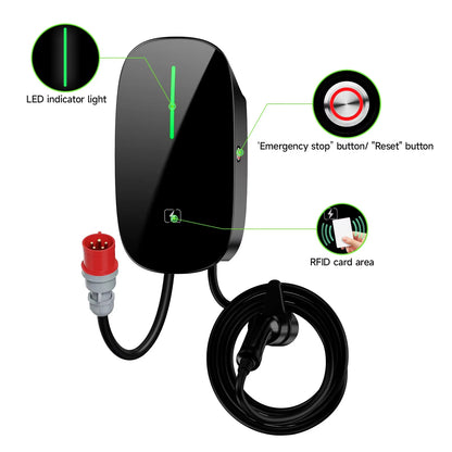 AFEEV 7.6/11/22KW EV Charging Station Type2 IEC 62196-2 Electric Car Charger 32A EVSE Wallbox Wallmount Charger APP Control