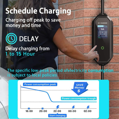 AFEEV Type 2 Portable EV Charger 11KW 16A 3Phase Wallbox IEC62196-2 EVSE Fast Charging Cable CEE Plug WIFI APP Bluetooth Control