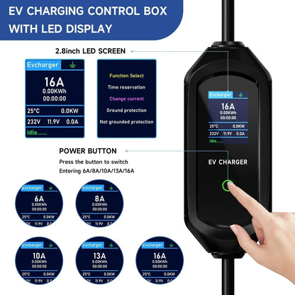 AFEEV 3.6KW Portable EV Charger 16A IEC62196-2 Type 2 Charger Fast Charge Charger Type1 Electric Car Charger GB/T Wallbox