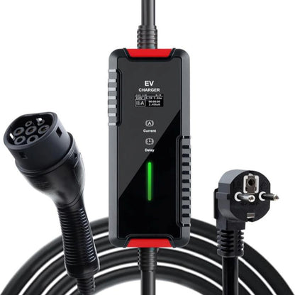 Portable EV Charger for Home & Travel Adjustable Current Type 2 Type B RCD & 0.9" Smart Screen 16A AC Electric Vehicle Charging Station