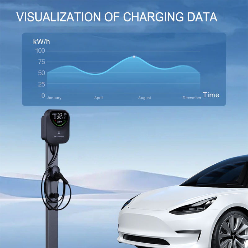 22kW Smart Home EV Charger with WiFi App Control RFID Card Swiping 50A AC Wallbox Fast Charging
