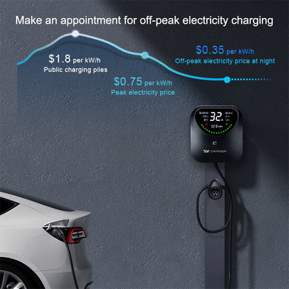 22kW Smart Home EV Charger with WiFi App Control RFID Card Swiping 50A AC Wallbox Fast Charging