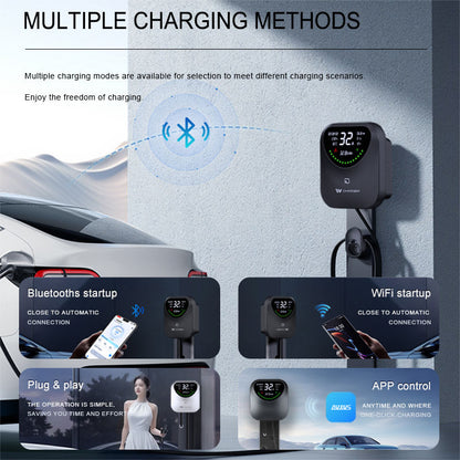 22kW Smart Home EV Charger with WiFi App Control RFID Card Swiping 50A AC Wallbox Fast Charging